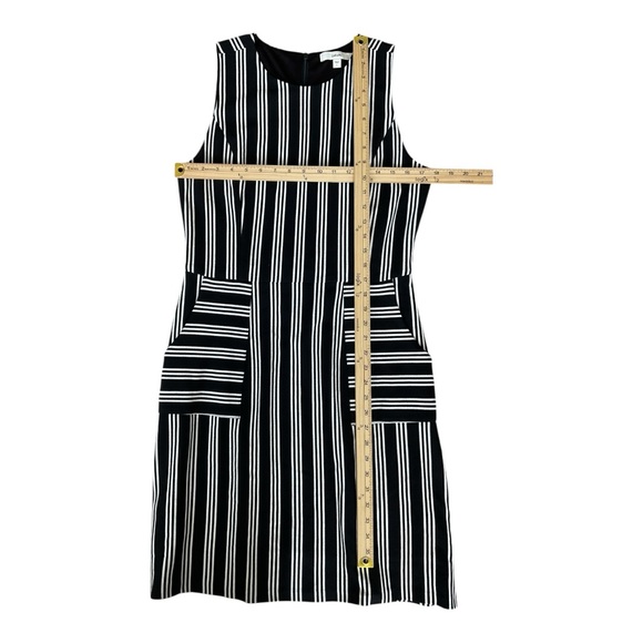 Lark & Ro Black White Striped Sheath Dress Back Zip Size L - Picture 5 of 7